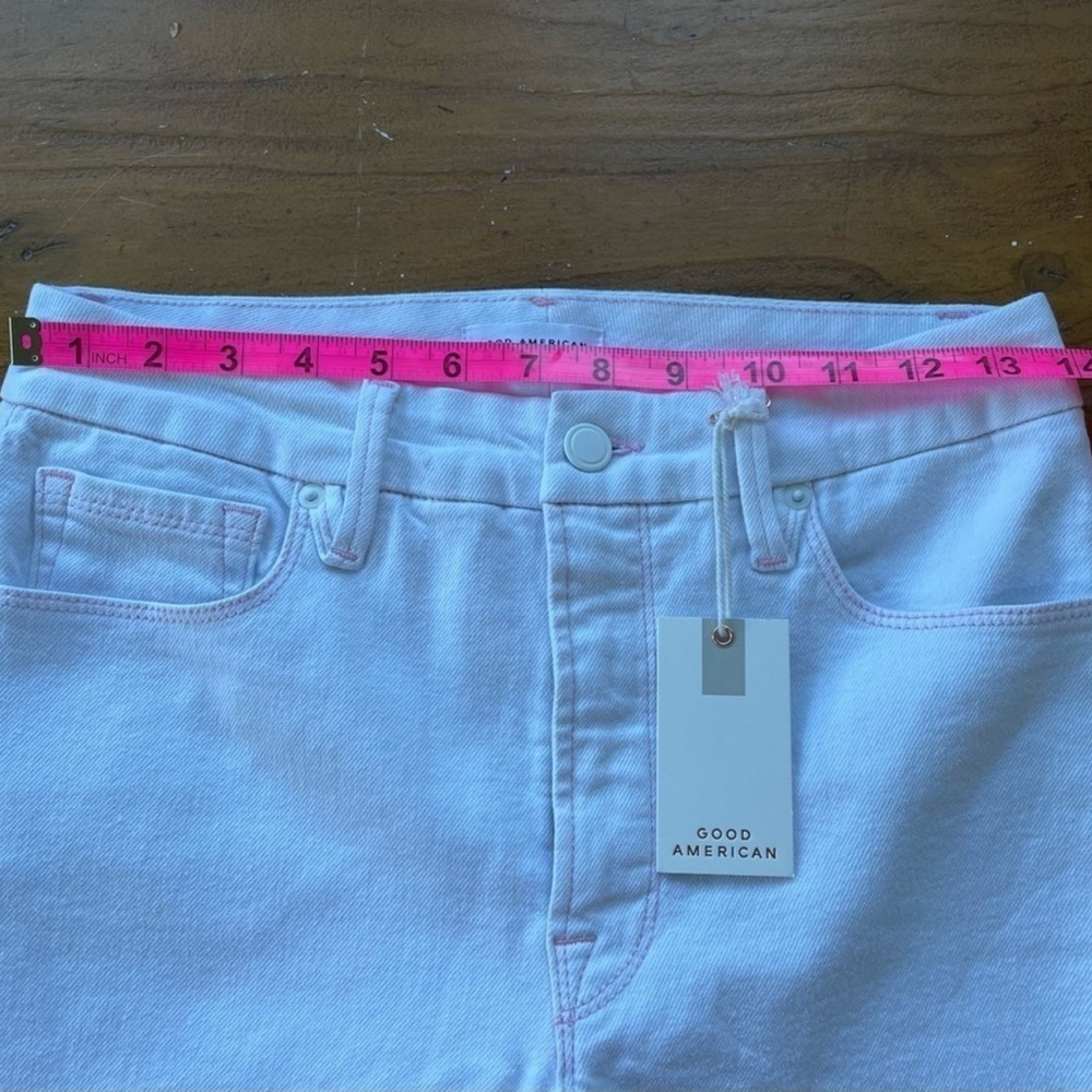 Good American Good Legs White w pink stitching Straight Jean Sz 6/28 Item# 3T - Picture 7 of 10
